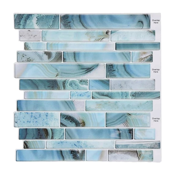 10-Pack Subway Tile Peel and Stick Backsplash, 12"x12" Self Adhesive Self-Adhesive Wall Tiles for Kitchen Bathroom (Aqua Blue)