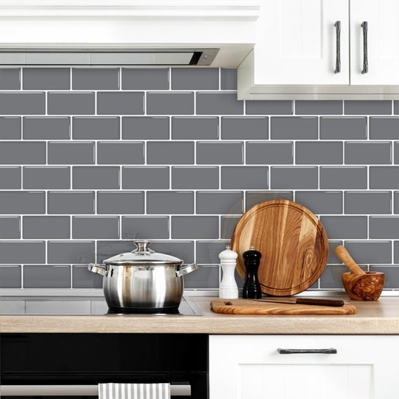 10-Sheet Subway Tiles Self Adhesive Kitchen Splashbacks, Peel and Stick Wall Tile Stickers, Stick on Tiles Splashback