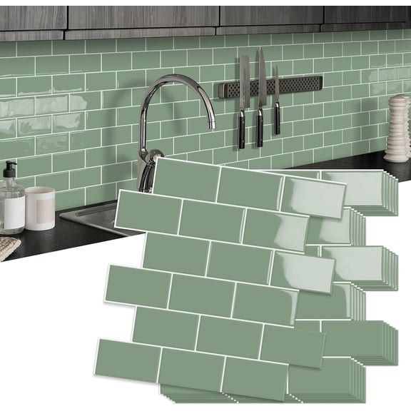 10-Sheet Thick Peel and Kitchen Backsplash Tiles, Subway Self- Wall Tile Backsplash for Kitchen and Bathroom(,12"x12")