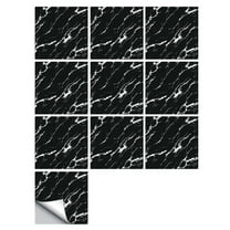 10 Sheet Tile Stickers Self-adhesive Waterproof Vinyl Decals Black Marble Peel and Stick 6"x6"