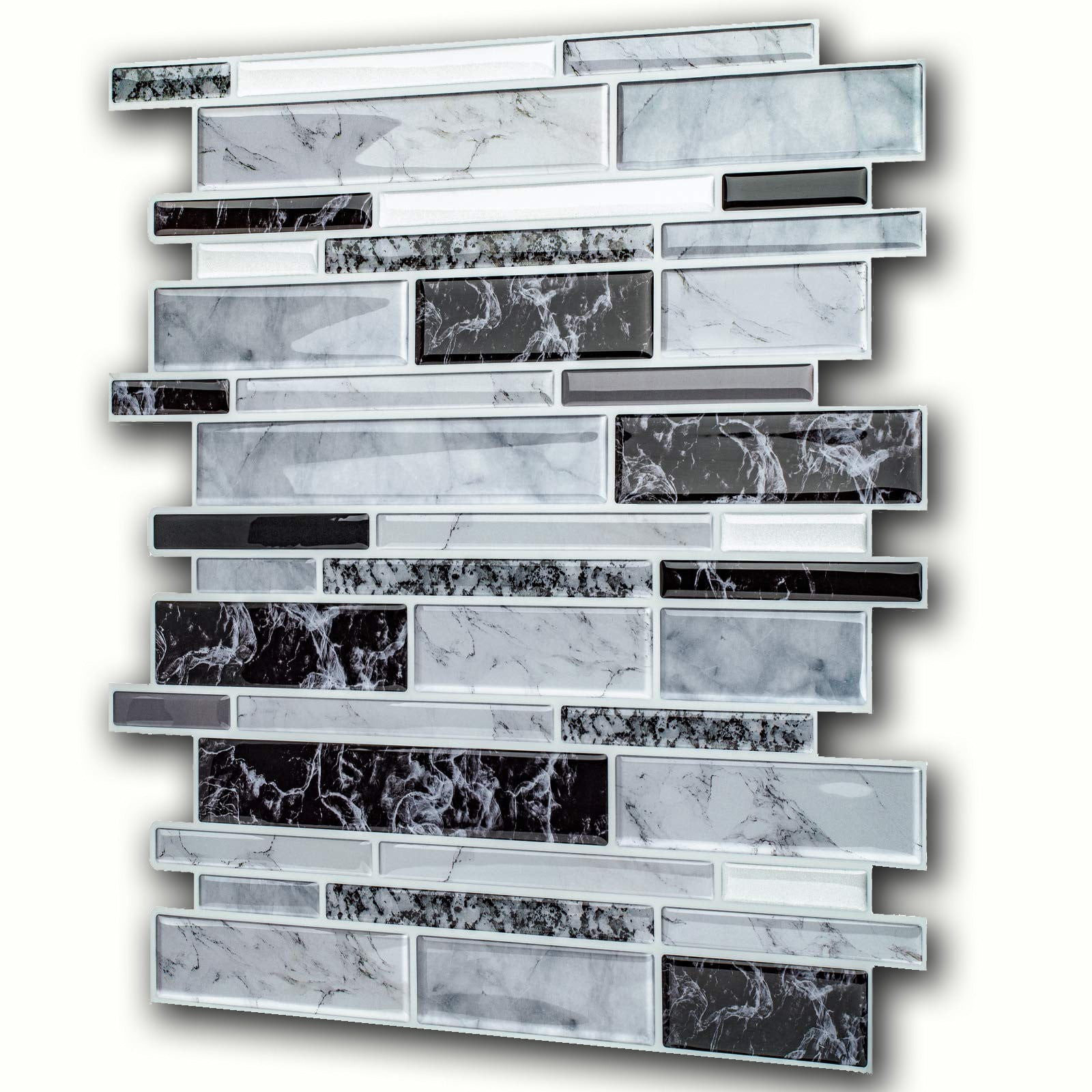 10 Sheet Vinyl Peel and Stick Tile Backsplash, Waterproof Heat Resistant Oil-Proof 3D Stick on Tiles, Self Adhesive Tile for Kitchen Bathroom Wall Laundry Room (Mable Tiles, 12"x12")