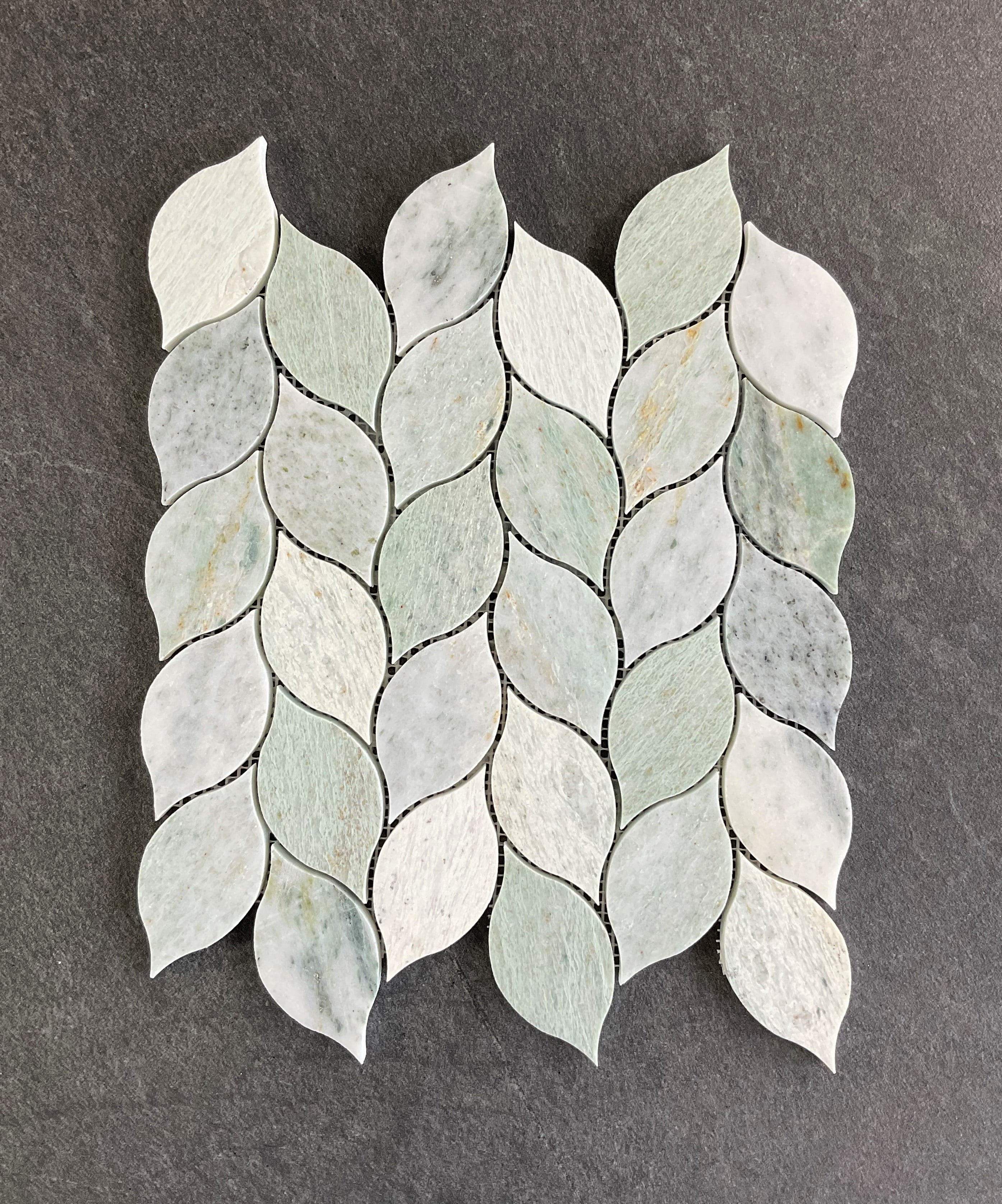 10-Sheet of Ming Green Marble Leaf Pattern Wall & Floor Mosaic Tiles