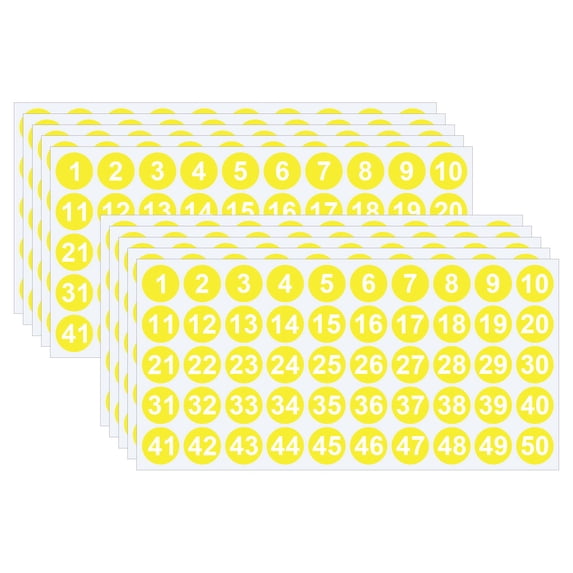 10 Sheets 1 to 50 Number Stickers Vinyl Consecutive Number Stickers Self Adhesive Decal for Indoor and Outdoor Waterproof Labels Number Inventory Stickers for Inventory Classification