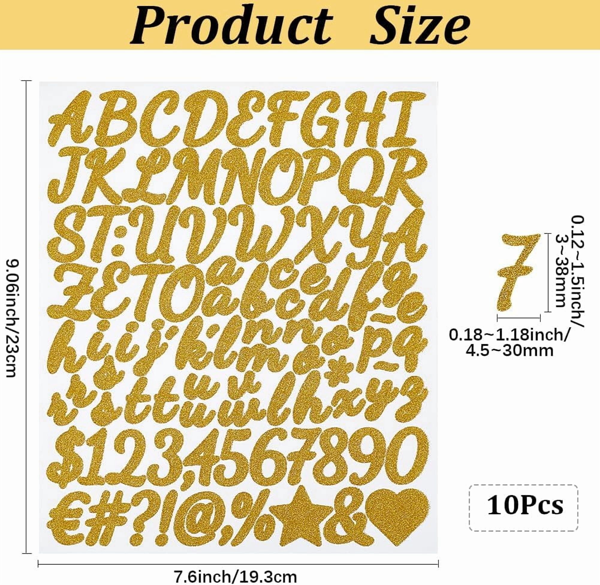 10 Sheets Gold Glitter Letter Stickers 1 Inch Stick On Alphabet Letters ...