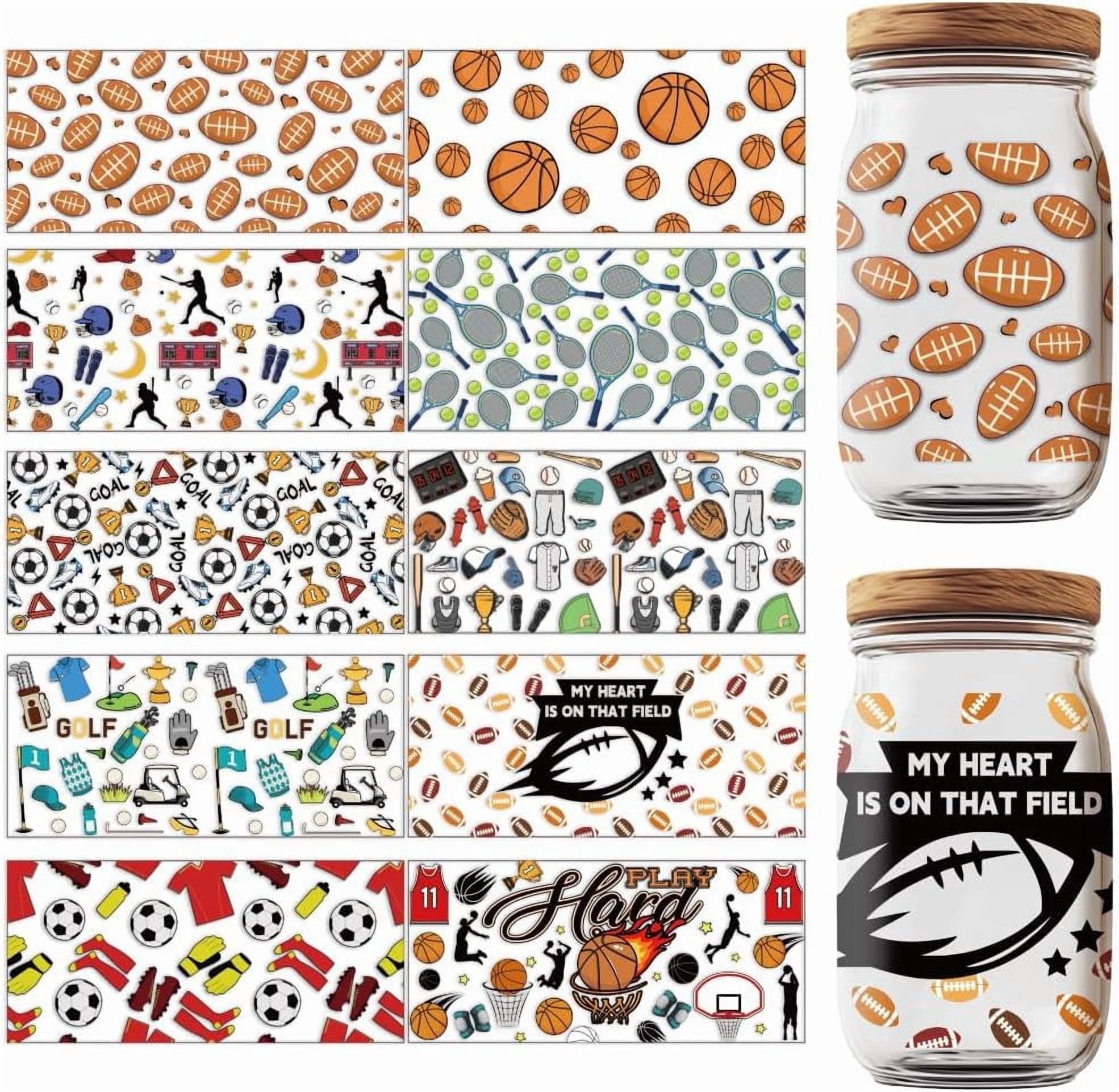 Wrapping Stickers 10 Sheets 10 Style UV DTF Cup Wrap Stickers Sports Balls Transfer ...