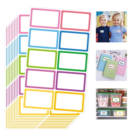 10 Sheets/100pcs Color-Bordered Self-Adhesive Label Stickers, Writeable & Printable, Thickened Name Tag Stickers for Classifying, Organizing, and Labeling