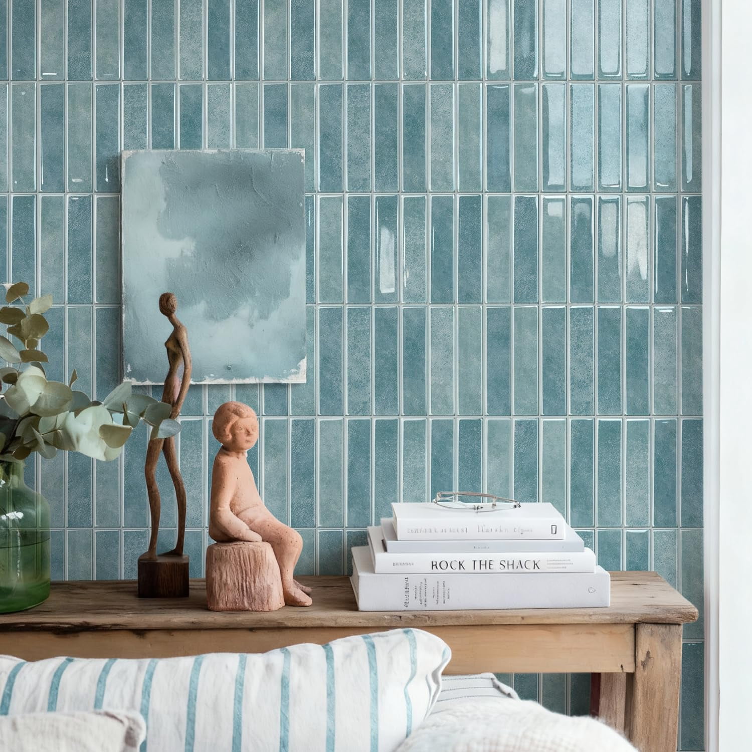10 Sheets 12inch/30.5cm 3d Vinyl Backsplash Tiles  Self-adhesive Peel And Stick Wall Tile Stickers On Subway For Kitchen Bathroom Light Blue Gray
