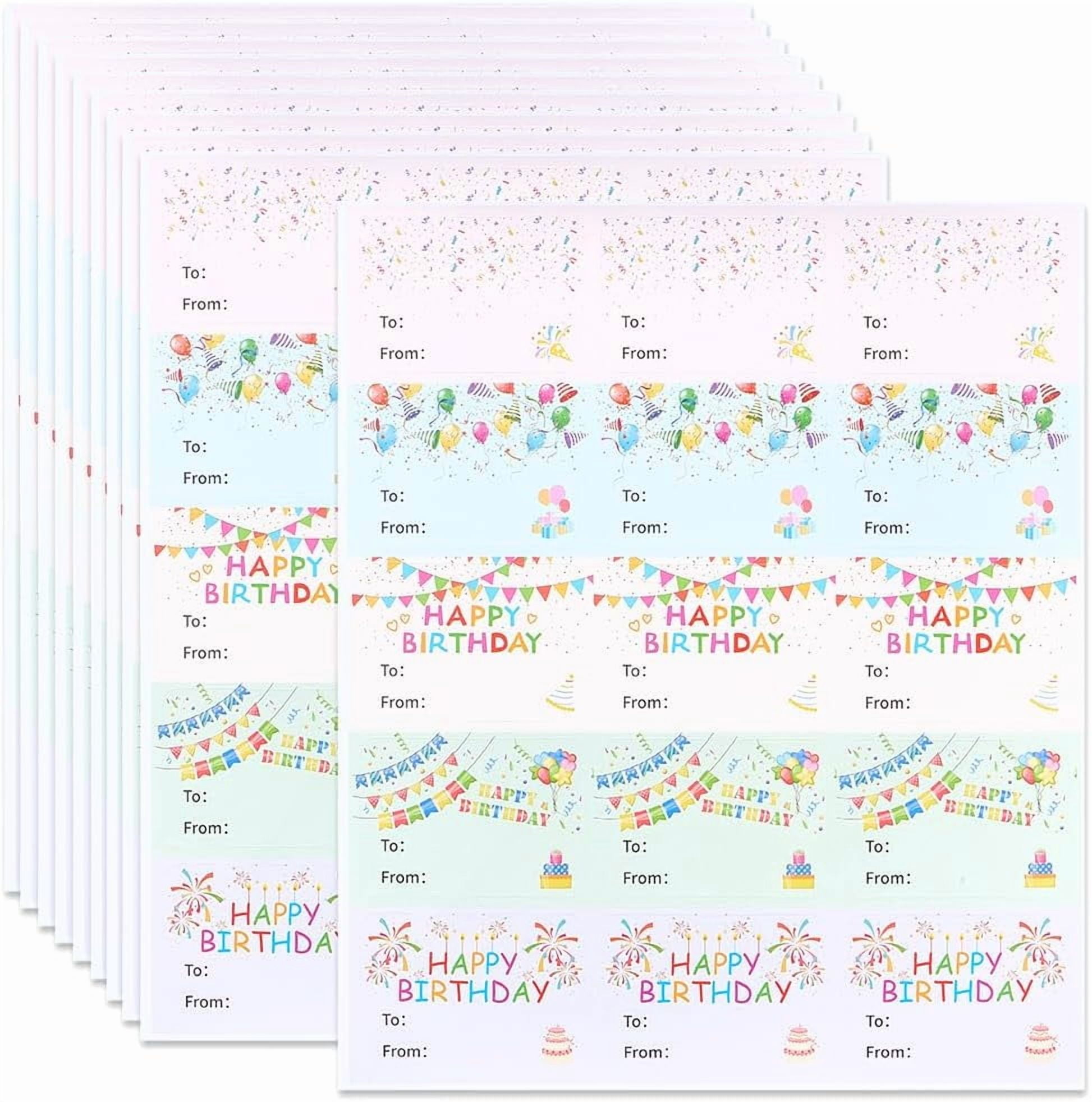 10 Sheets 150Pcs Happy Birthday Present Stickers to from Gift Tag ...