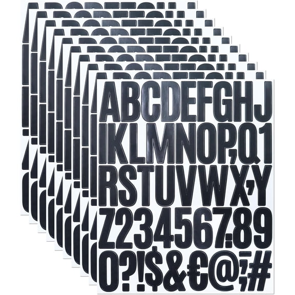10 Sheets 2 Inch Letter Number Stickers,500 Pieces Adhesive Alphabet Sticker Letters Decals for Scrapbooking Mailbox Poster & Notice Board - Black