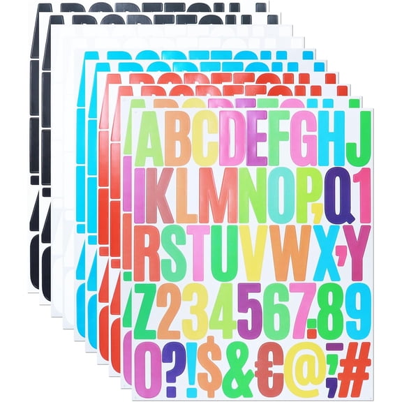 10 Sheets 2 Inch Letter Number Stickers,500 Pieces Adhesive Alphabet Sticker Letters Decals for Scrapbooking Mailbox Poster & Notice Board - Multi