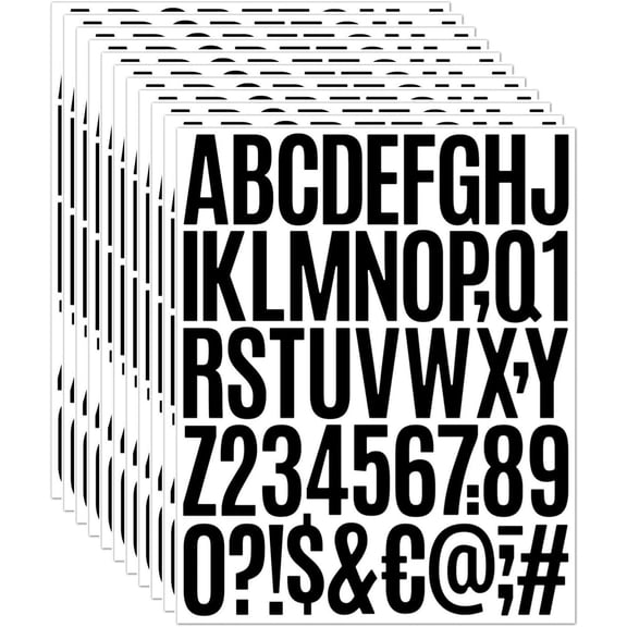 10 Sheets 500 Pcs Vinyl Letter Stickers,2 inch Self-Adhesive Alphabet Numbers Stickers Waterproof Mailbox Numbers Sticker Letters for Mailbox,Window,Door,Signs,Cars,Boats,Address Number(2 inch,Black)