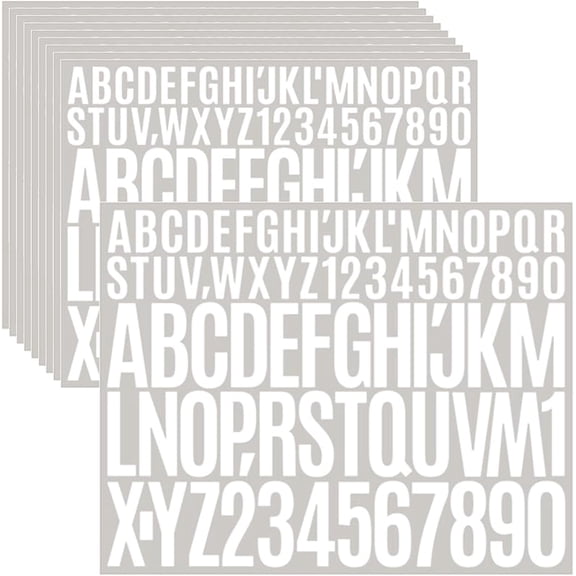 10 Sheets 780 Pcs Vinyl Letter Number Stickers Waterproof Mailbox Number Stickers Self-Adhesive Alphabet Number Stickers for Mailbox,Door,Window,Cars,Boats,Address Number (White, 1in&2in)