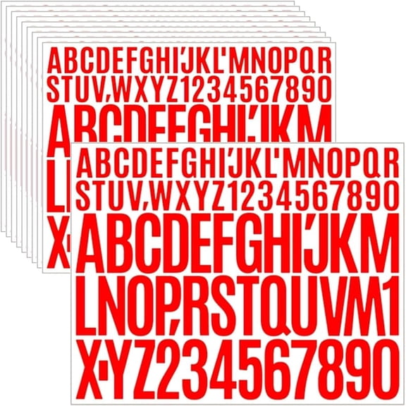 10 Sheets 780 Pcs Vinyl Letter Number Stickers Waterproof Mailbox Number Stickers Self-Adhesive Alphabet Number Stickers for Mailbox,Door,Window,Cars,Boats,Address Number (Red, 1in&2in)