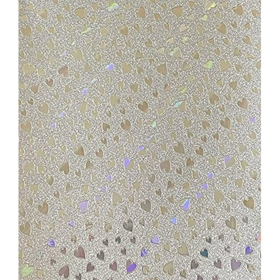 10 Sheets A4 Sparkly Self Adhesive Glitter Paper Non Shed 80gsm / 54lbs (Silver Hearts)