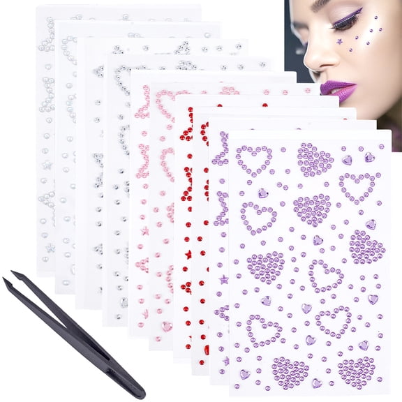 10 Sheets Acrylic Rhinestone Sticks with 1Pc Plastic Anti-Static Beading Tweezers Mixed Color 155x95x2mm