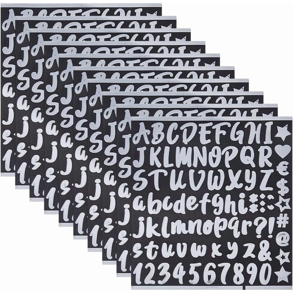 10 Sheets Alphabet Numbers Stickers Self Adhesive Label Stickers PVC ...