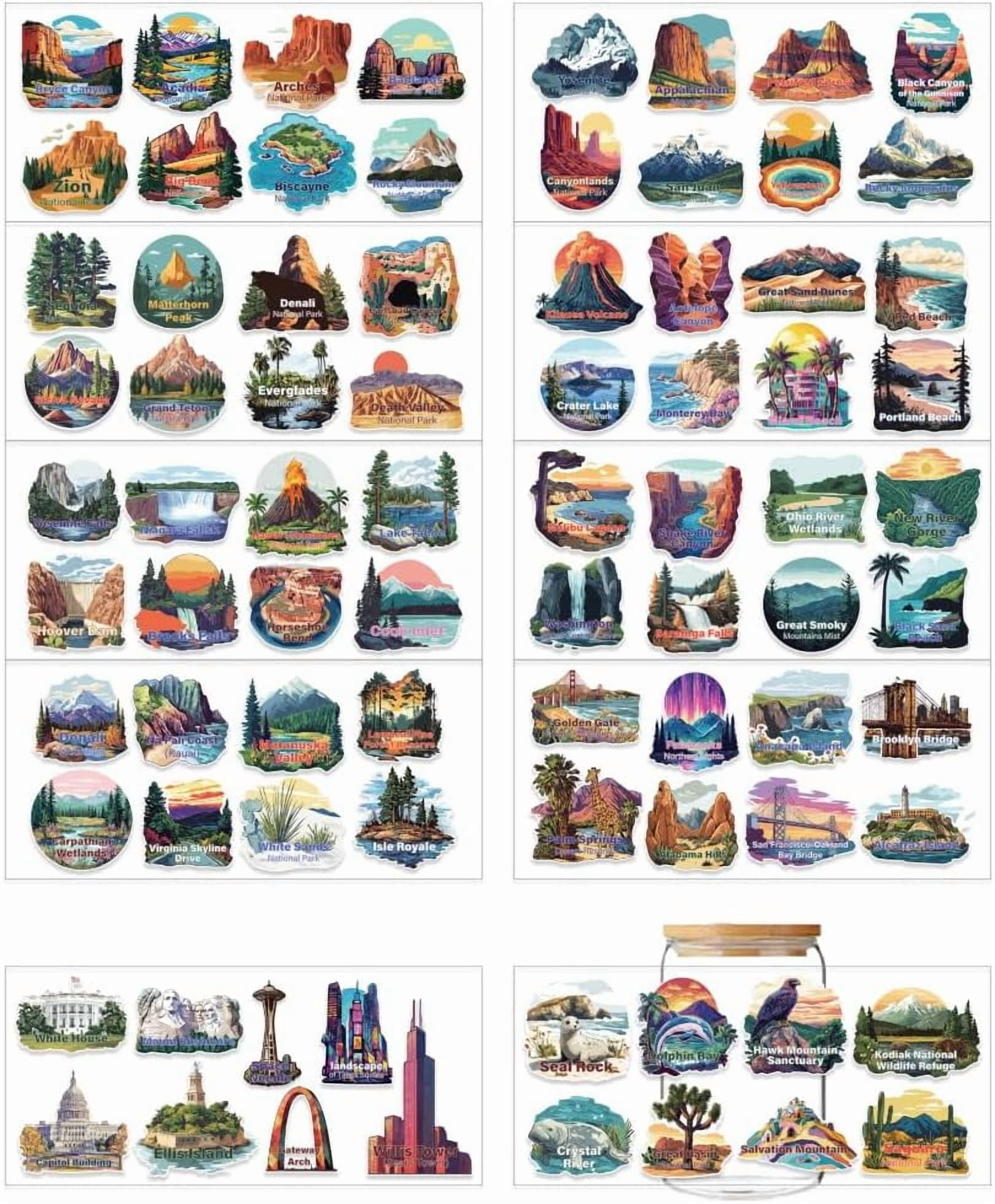 10 Sheets American National Parks UV DTF Cup Wrap Transfer Stickers Famous Landmarks Uvdtf Decals Scenic Views Stickers Cup Transfer Decoration Container