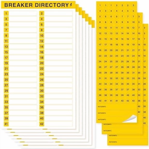 10 Sheets Breaker Panel Labels & 7 Breaker Catalog Stickers, Waterproof Durable Self-Adhesive Electrical Stickers