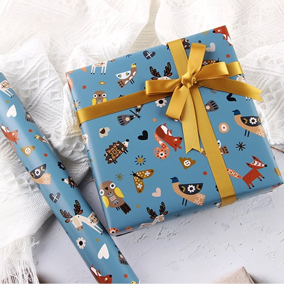10 Sheets Cartoon Animal Birthday Gift Wrapping Paper, Wrapping Paper for Wedding, Birthdays, Valentines, Christmas
