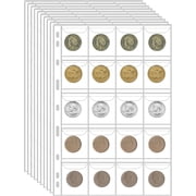 10 Sheets Coin Collection Pages,NOGIS Coin Binder Inserts Sleeves with 9 Hole for Coin Album,Collecting Binder Protectors for Silver Dollar Bill Quarters Penny Stamp Currency 20 Pockets