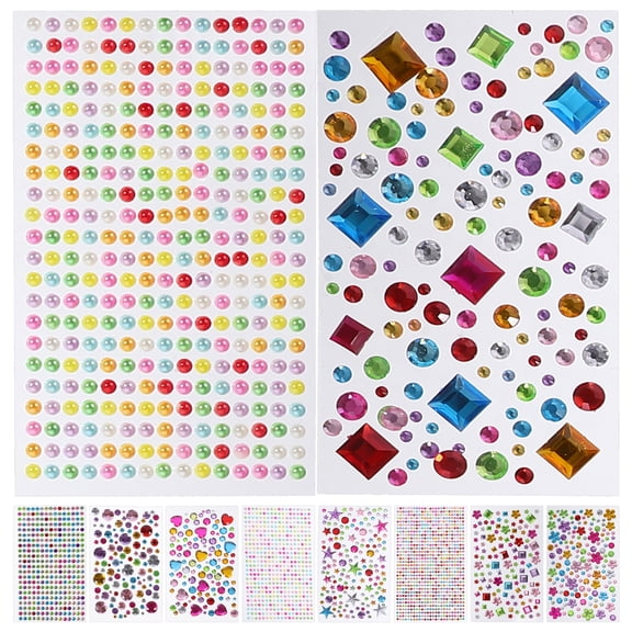 Raindrops Craft Stick On Gems Acrylic Assorted Color 10 Sheets 5.9x3.7x0.1in
