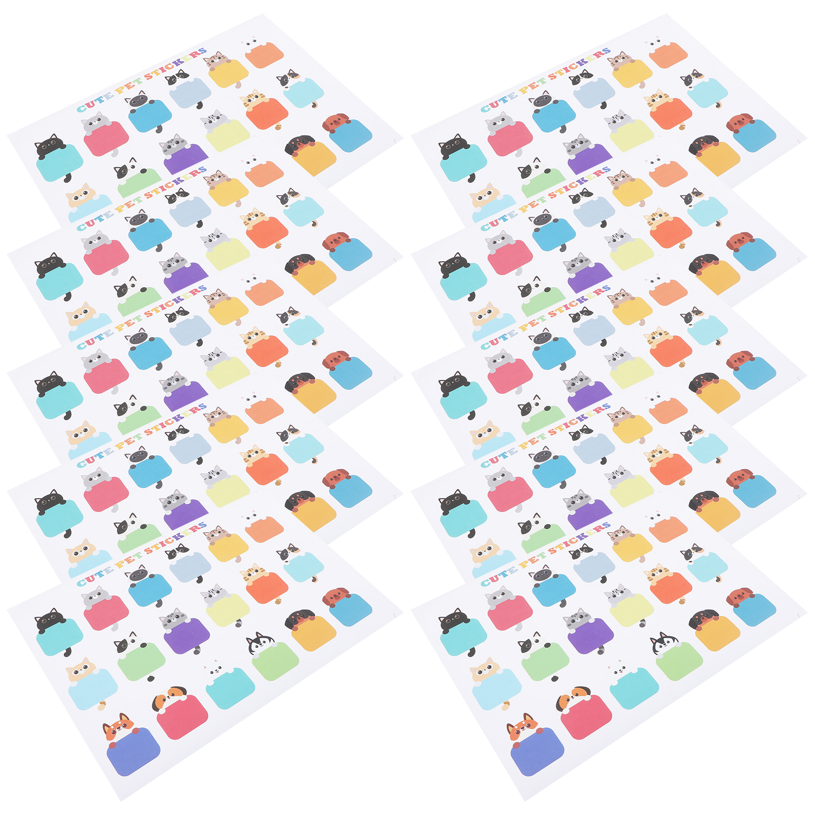 10 Sheets Cute Cat Blank Labels Cat Blank Name Labels Stickers Kids Cat