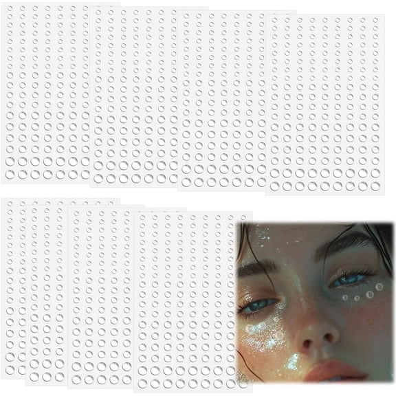 10 Sheets Face Rhinestone Stickers Makeup Diamonds Stickers Clear Self-Adhesive Rhinestone Stickers Acrylic Gems Stickers Clear