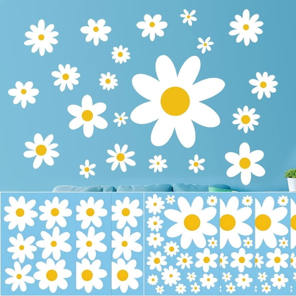 10 Sheets Flower Wall Stickers,Bexikou 2 Style Daisy Vinyl Wall Stickers,Wall Art Decals for Kids Girls Nursery Playroom Bedroom Living Room Wall Decor