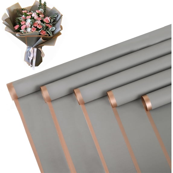 10 Sheets Flower Wrapping Paper - NOGIS Flower Bouquet Wrapping Paper for DIY Crafts Packaging, Waterproof Flower Paper Wrap for Wedding, Birthday, Flower Shop (Gray, 22''x22'')