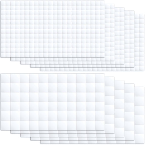 10 Sheets Foam Adhesive Squares, 0.47in/12mm & 0.24in/6mm Double Sided Self Adhesive Dots, Precut Squares Strips Foam Tape for Arts & Crafts (1650pcs Total)