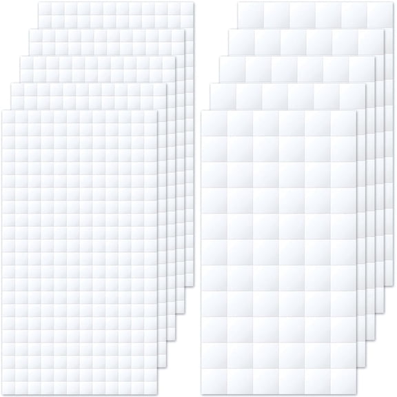 10 Sheets Foam Dual-Adhesive Squares Strips, GIXUSIL 2 Sizes 3D Foam Squares Self Adhesive Dots Mounting Precut Squares for Christmas Scrapbook DIY Crafts Office Supplies
