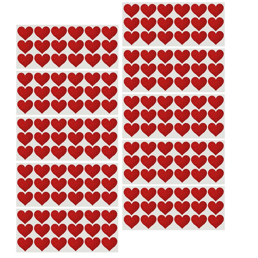 10 Sheets Glitter Heart Stickers for Envelopes Valentine's Day