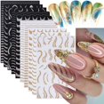 10 Sheets Gold Line Nail Art Stickers Decals French VShaped Sparkly