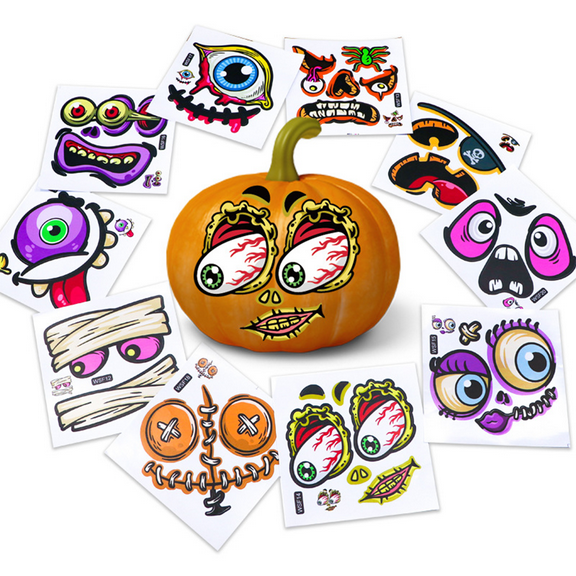 10 Sheets Halloween Pumpkin Decorating Stickers Pumpkin Face Stickers for Decorations Halloween Face Stickers Pumpkin Stickers Halloween Party Supplies or Treat Gifts for Kids Toddlers