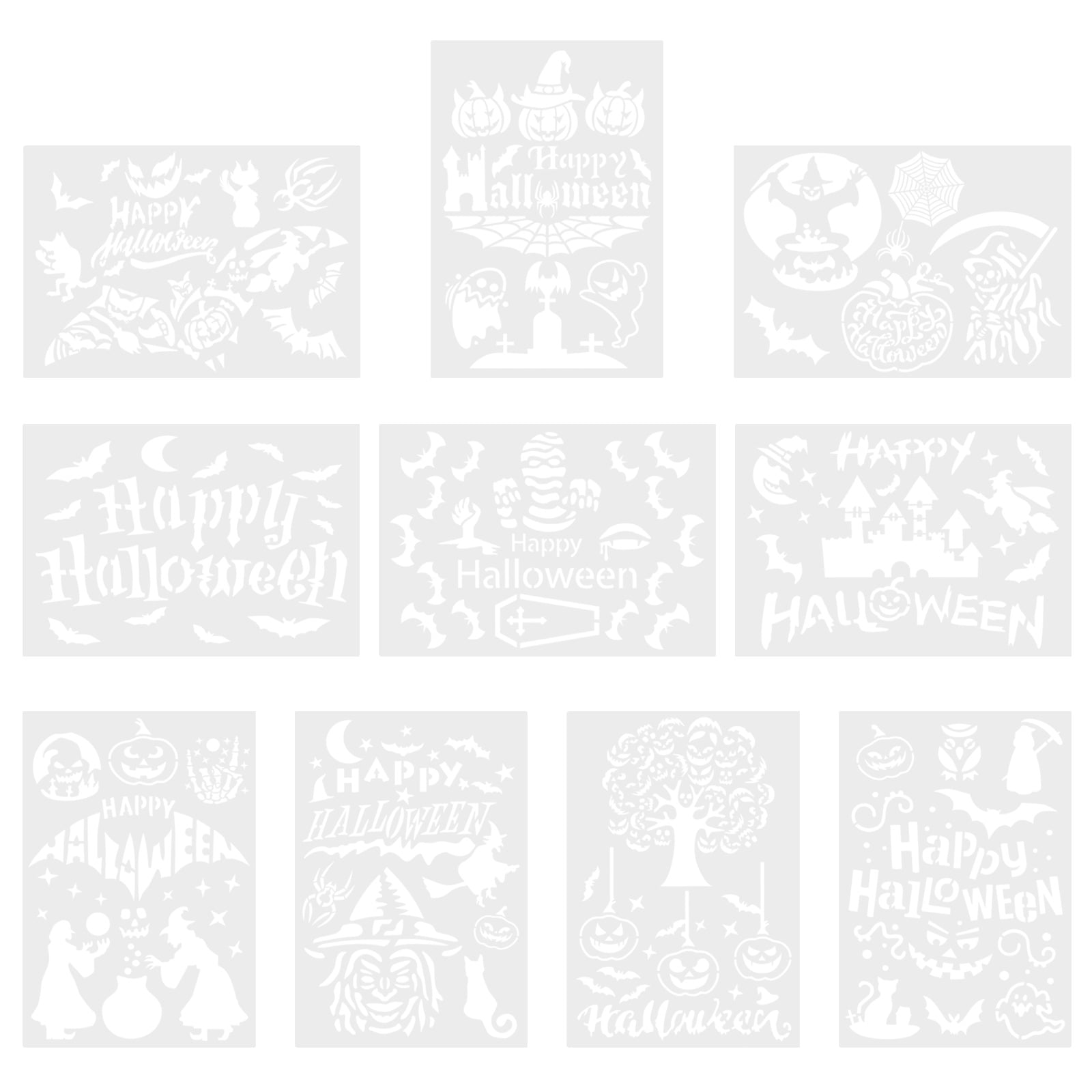 10 Sheets Halloween Stencils Reusable Halloween Templates Drawing 10-sheets-halloween-stencils-reusable-halloween-templates-drawing