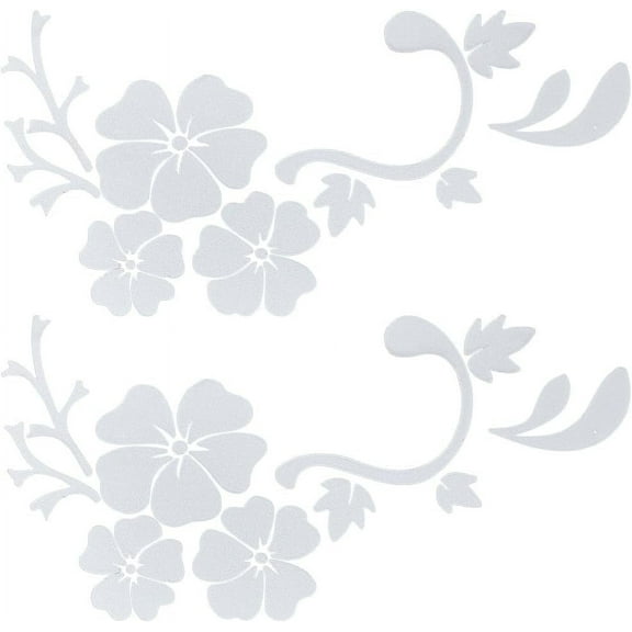 10 Sheets Hibiscus Flower Car Decal Hawaiian Stickers and Decals White Reflective Hibiscus Branch Stickers Waterproof Vinyl Automotive Exterior Decor