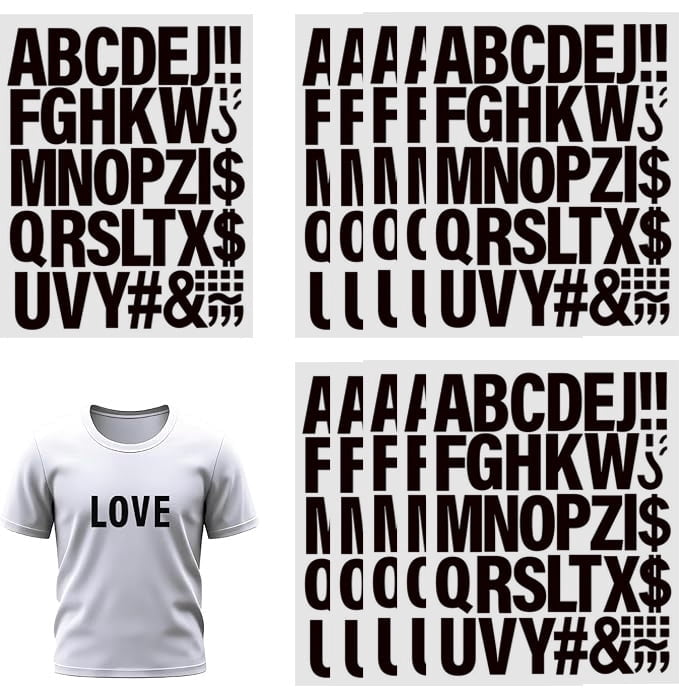 10 Sheets Iron on Letters for Clothing, Heat Transfer Vinyl Fabric Iron ...