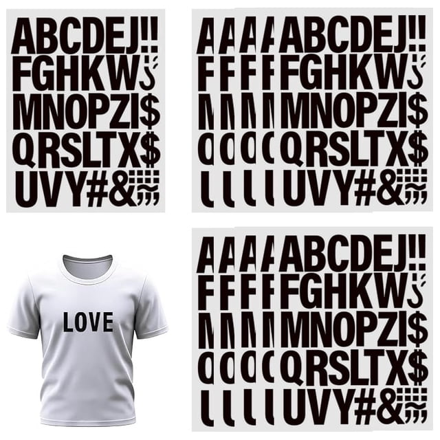 Alphabet Work Sign 10 Sheets Iron on Letters for Clothing, Heat Transfer Vinyl Fabric Iron ...