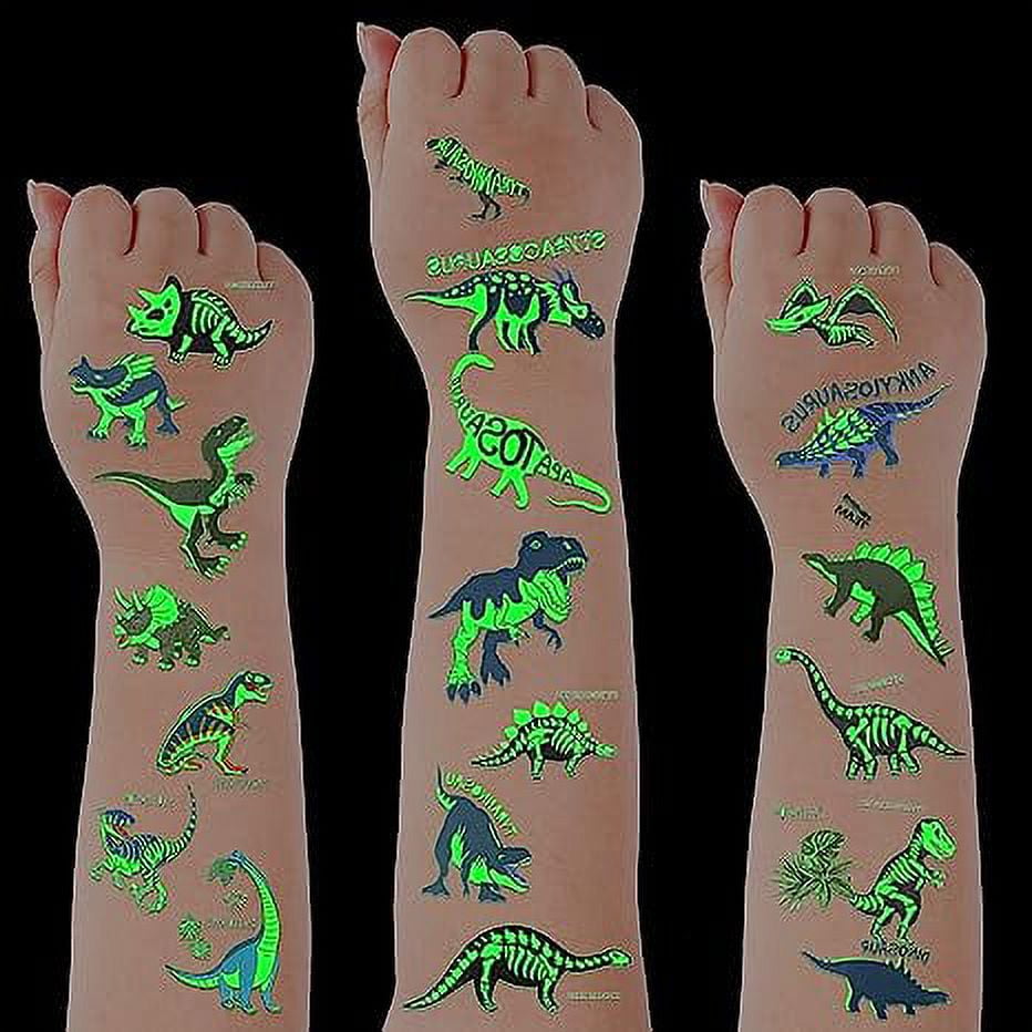 10 Sheets Kids Temporary Tattoos, Luminous Dinosaur Tattoo Stickers