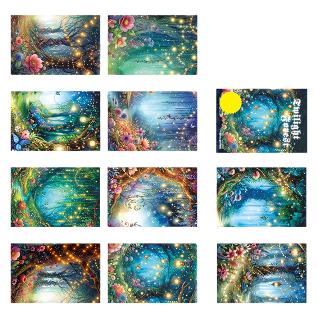10 Sheets Landscape Sticker Creative Scrapbooking Sticker Forests ...