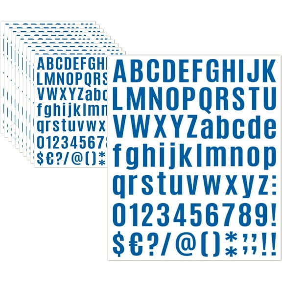 10 Sheets Letter Stickers Alphabet Stickers 1 inch Vinyl Self-Adhesive Number Stickers, Mailbox Numbers Stickers, Cup Labels, Holiday Party Decoration (Blue, 1 inch)
