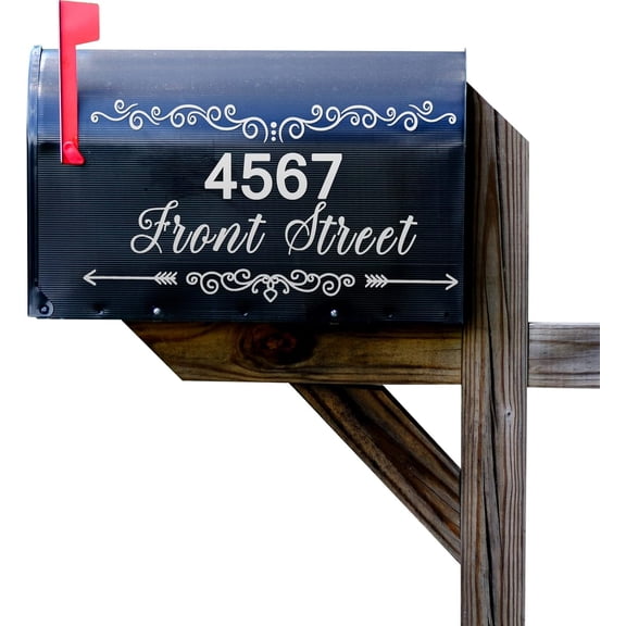 10 Sheets Mailbox Numbers Street Address Vinyl Decal White Waterproof Mailbox Sticker Flower Decal Self Adhesive PVC Die Cut for Outside Signs, Door, Farmhouse, House