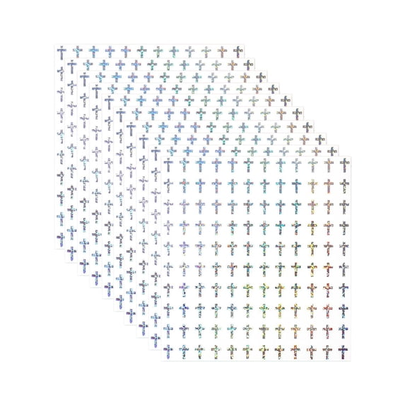 10 Sheets Mini Cross Stickers Glitter Decals Self Sticky Paper for Kids Church Party Art Classroom Decor