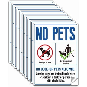 10 Sheets No Pets Allowed Plastic Sticker Signs Service Animal Only No Dogs Or Pets Allowed Signs PVC Self-Adhesive Pasters