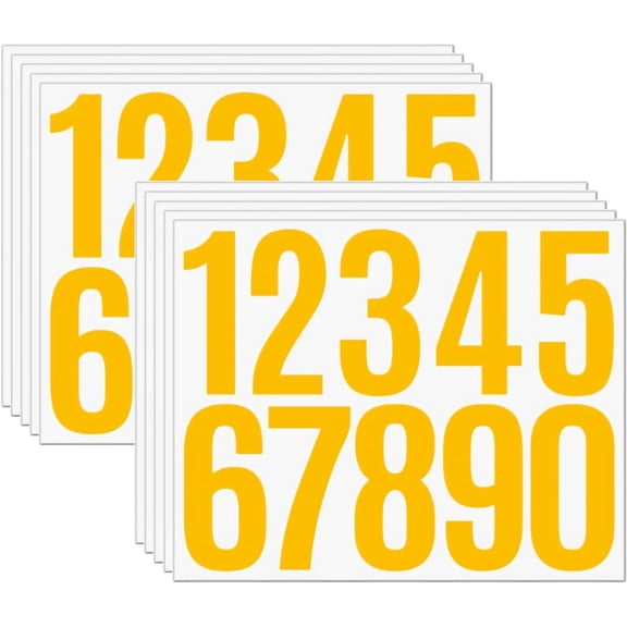 10 Sheets Number Stickers, 100 PCS Self-AdhesiveVinyl Numbers Kit for Mailbox Numbers Labels DIY Crafts Art Making, Truck Decals,Windows,Bottles (Yellow, 3 inch)