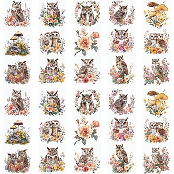 10 Sheets Owl Rub On Transfer Stickers Flower Garland Decals Mushroom Stickers Furniture Decals for Home Decoration,10 * 30cm