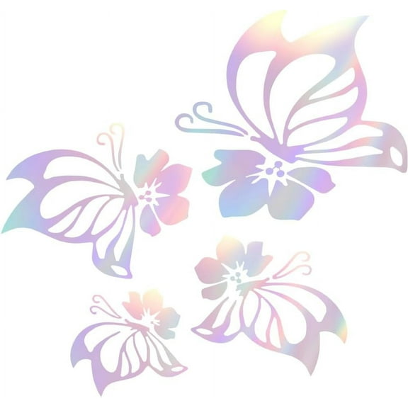 10 Sheets PET Waterproof Sticker Reflective Bumper Decal Butterfly Hibiscus Flowers Rearview Mirror Stickers for Auto Truck SUV Wall Art Laptop (Colorful) colorful DIY