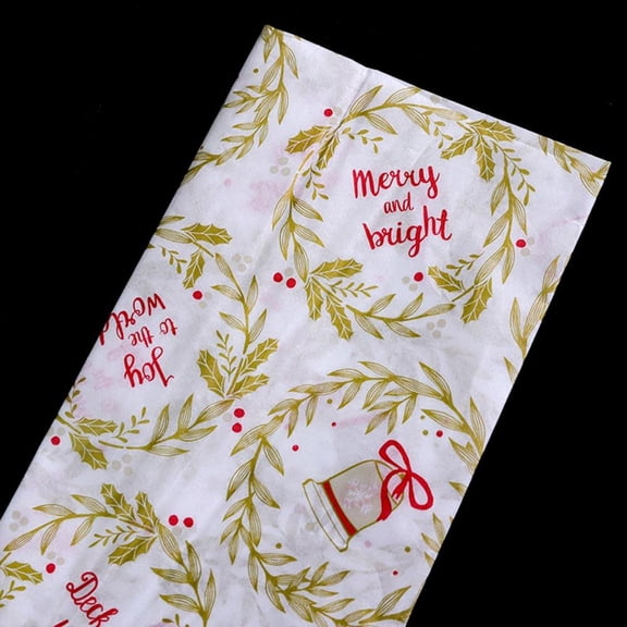 10 Sheets/Pack Christmas Tissue Paper Elk Wreath Bell Pinecone Pattern Gift Wrapping Paper Christmas Bouquet Flower Wrap Paper