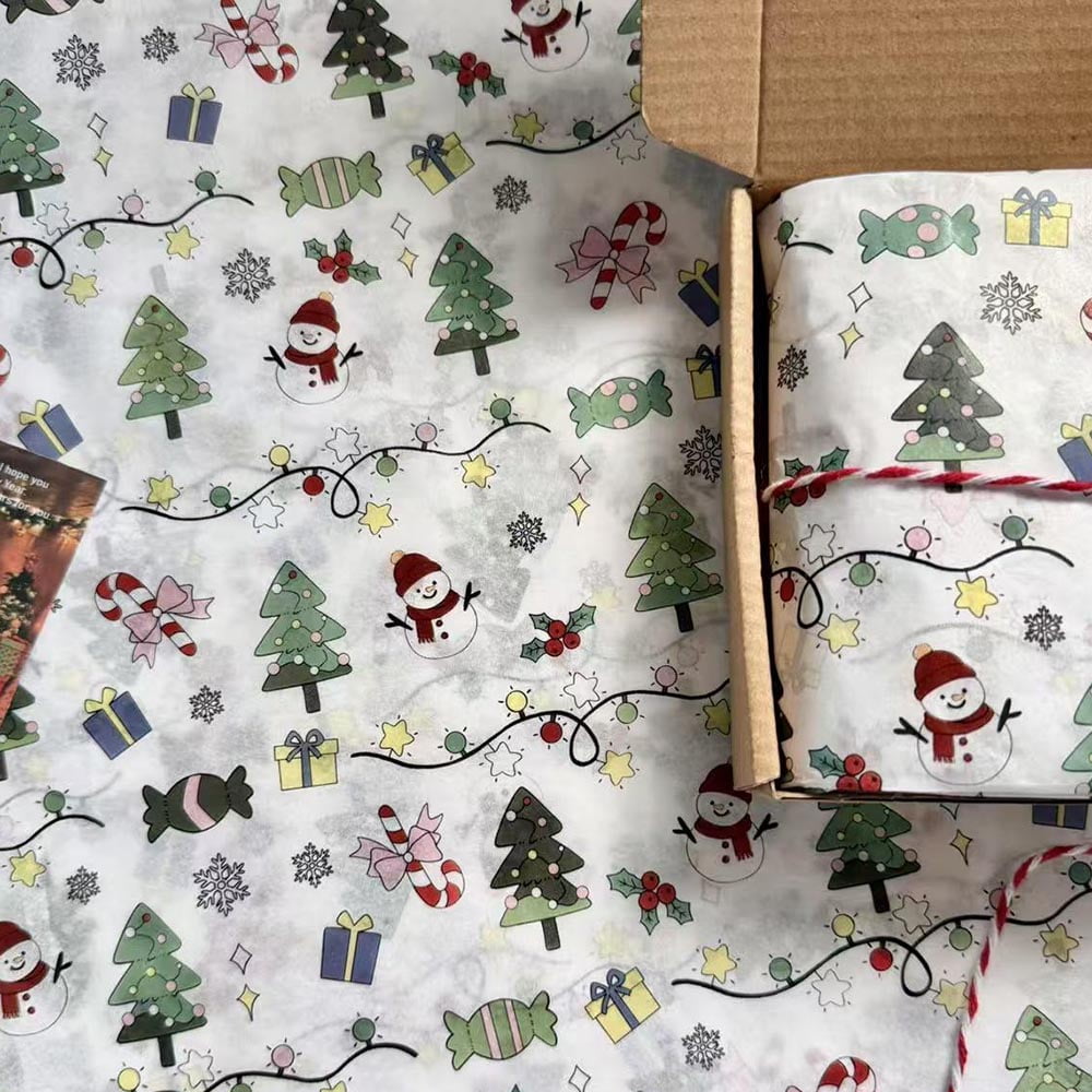 10 Sheets/Pack Christmas Tissue Paper Santa Claus Berry Holly Christmas
