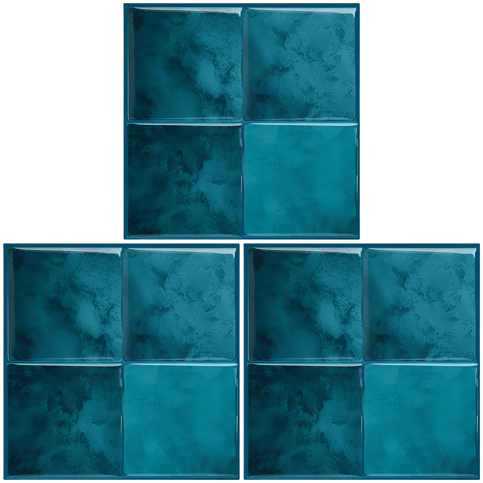 Backslash Texture 10 Sheets Peel and Stick 3D Backsplash Tile, Blue Green 3D Textured ...